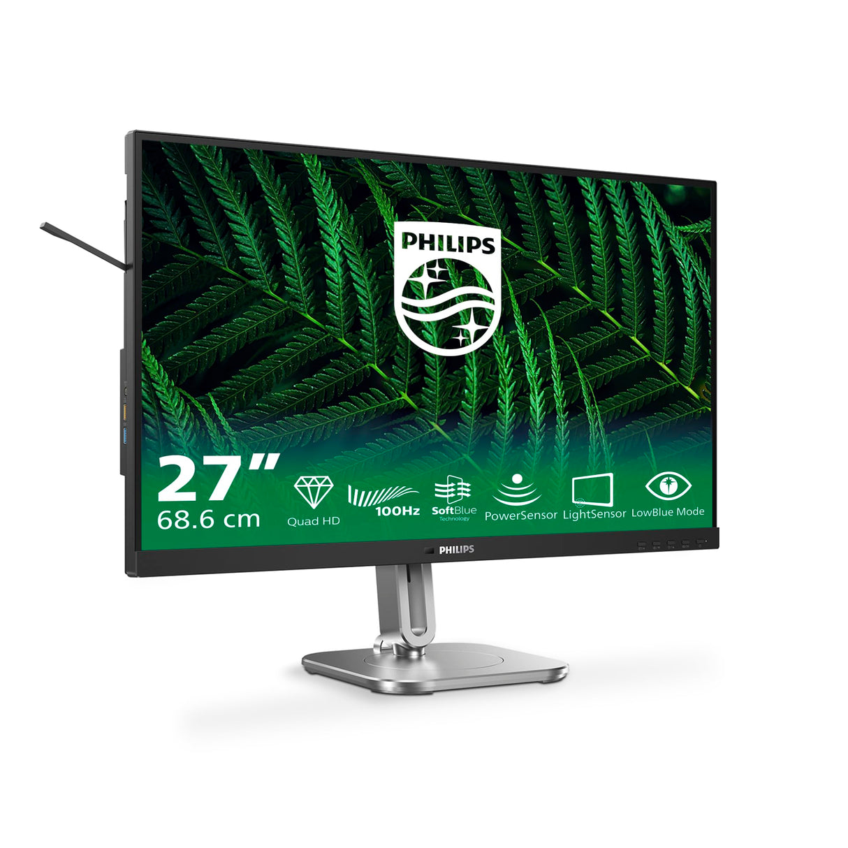 Philips 27B2G5500 Monitor 27" QHD, WLED, 100Hz, IPS, 4 ms GtG, Adaptive Sync., TUV EyeSafe, Altavoces, Altura Ajustable (2560x1440, 2X HDMI 2.0, 1x DP 1.4, USB-Hub) Gris Oscuro