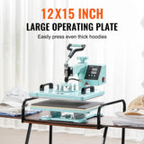 VEVOR 2 en 1 Máquina de Prensado por Calor con Prensa para gorras, 300 x 380 mm, Máquina de Prensa Térmico con Giro de 360° con Control Digital Preciso para Camiseta, Taza, Sombrero y Plato, Verde