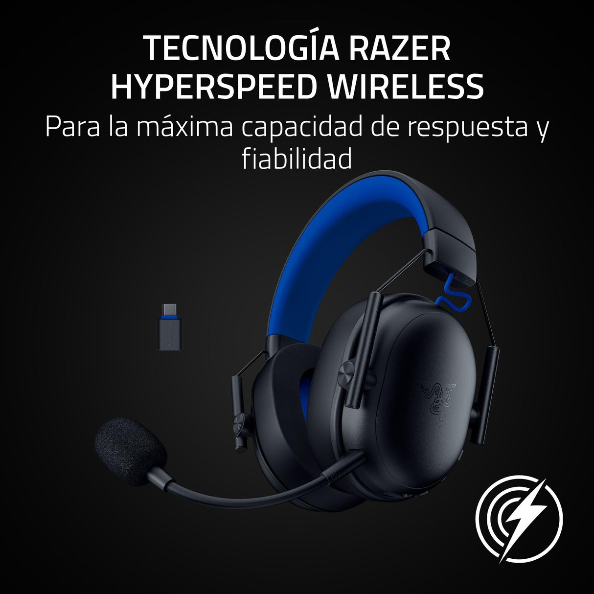 Razer BlackShark V3 X HyperSpeed for PlayStation - Auriculares inalámbricos para esports - Ultraligeros 270g - TriForce 50mm - Micrófono desmontable - HyperSpeed 2,4 GHz & Bluetooth - PS5/PC | Negro