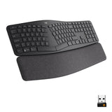 Logitech ERGO K860 for Business, Teclado partido inalámbrico - Diseño ergonómico, Tecnología Logi Bolt segura, Bluetooth, Certificación global, Windows/Mac/Chrome/Linux, QWERTY US Internacional - Gris