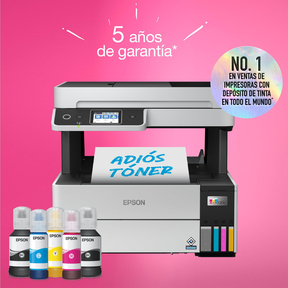 Epson EcoTank ET-5170, Impresora Alto Rendimiento Wifi A4 Multifunción con Impresión Doble Cara Automática, Imprime / Escáner / Copiadora / Fax