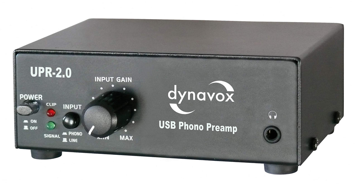 Dynavox UPR-2.0 preamplificador de Phono, para Tocadiscos con Sistemas de cápsulas MM, Salida USB para digitalizar Discos de Vinilo, Negro