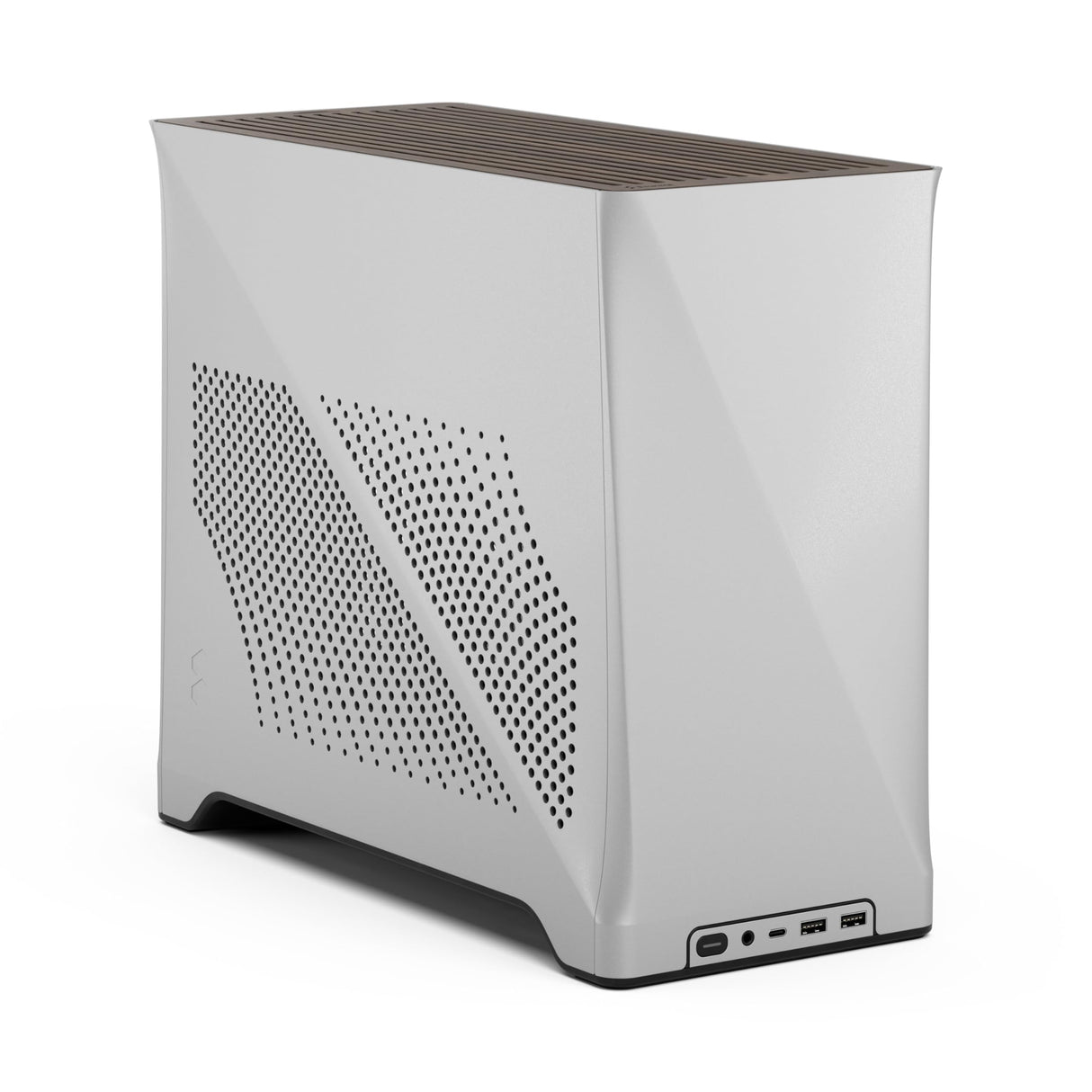 Fractal Design Era 2 ITX PC Case in Silver - Aluminio anodizado Elegante, Superficie de Nogal Macizo, Compatible con GPU de 3 Ranuras, Cable Riser PCIe 4.0 Incluido
