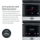 SEVERIN FILKA, cafetera de filtro totalmente automática, cafetera de filtro 5 en 1 con pantalla LED, molinillo, con jarra de cristal, negro mate/acero inoxidable, KA 9694