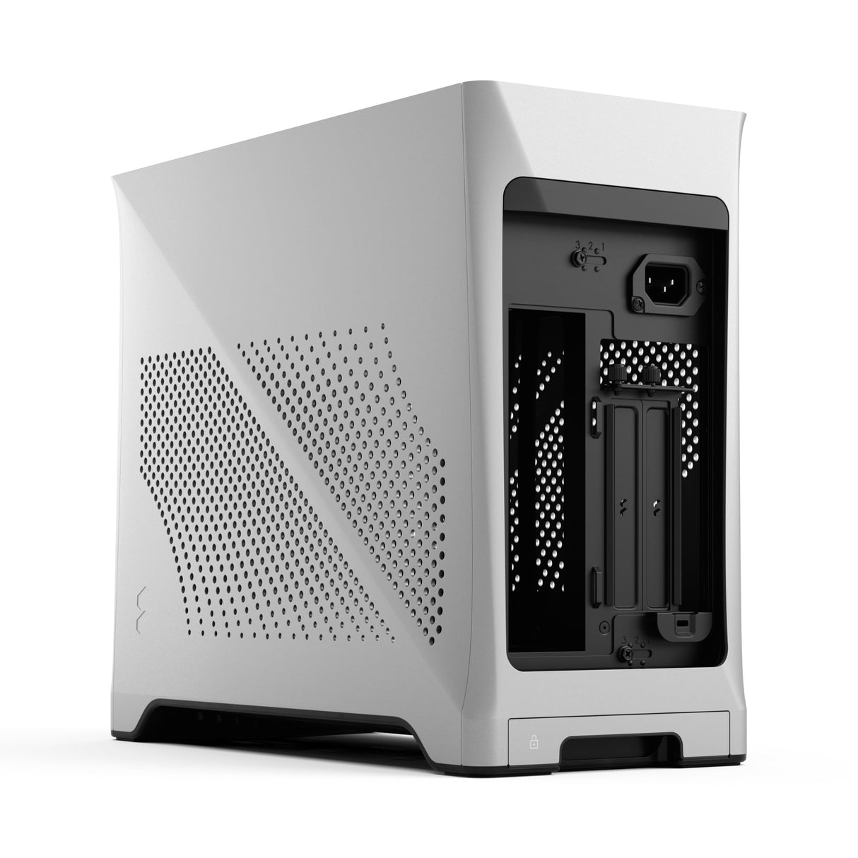 Fractal Design Era 2 ITX PC Case in Silver - Aluminio anodizado Elegante, Superficie de Nogal Macizo, Compatible con GPU de 3 Ranuras, Cable Riser PCIe 4.0 Incluido