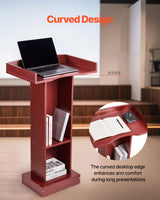 VEVOR Atril de Madera Alto de 105 cm, Soporte de Podio con Superficie de Lectura de 60 x 40 cm, con Estante de Almacenamiento para Aulas, Conferencias, Iglesias, Presentaciones, Discursos, Conciertos