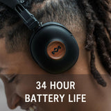 Marley House of Positive Vibration Frequency Auriculares Inalámbricos Over Ear - Auriculares Bluetooth, 34 Horas de Reproducción, Micrófono, Aislamiento de Ruido, Materiales Sostenibles, Negro