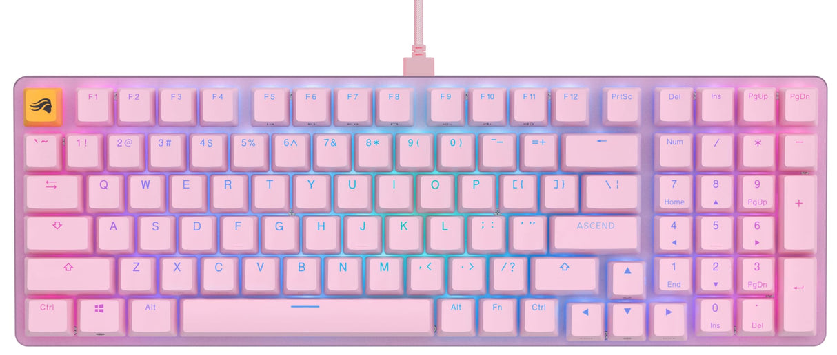 Glorious Gaming GMMK 2 Full Size (96%) - Teclado gaming mecánico, carcasa de aluminio, personalizable, keycaps dobles, switches Glorious Fox, RGB, distribuciones QWERTY estadounidense - Rosa