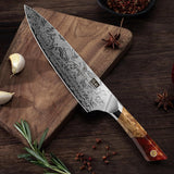 SHAN ZU Cuchillo de Chef Damasco, Cuchillo de Cocina Japonés de Acero en Polvo SG2, Cuchillo Cocinero de 20cm Forjado a Mano en 91 Capas de Acero Damasco, Mango de Arce - WHITE TIGER Series