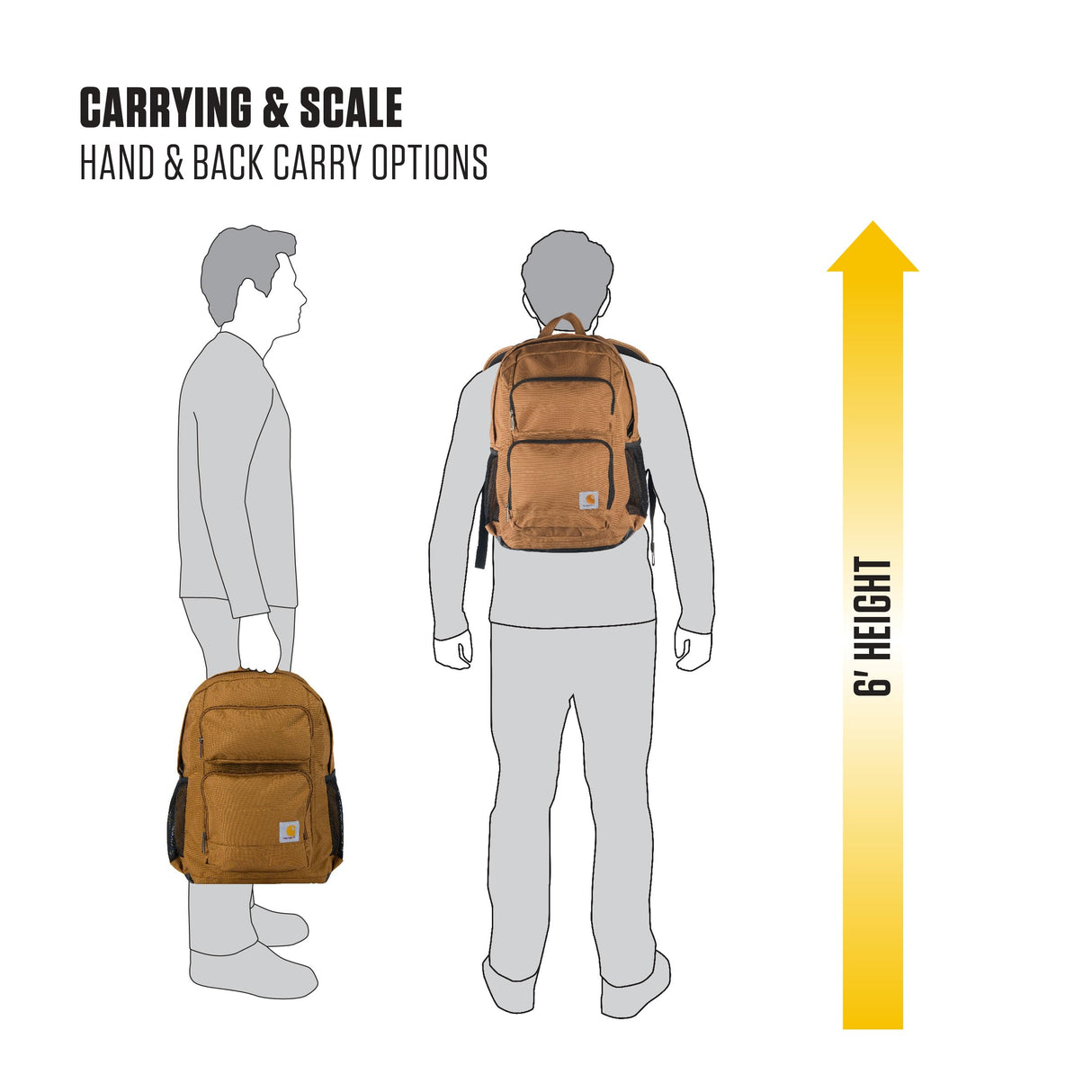 Carhartt Compartimento único, paquete duradero con funda para portátil y base resistente a la abrasión Duravax, mochila clásica de 27 L (negro), talla única