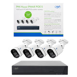 PNI House Kit de Videovigilancia IPMAX PoE 5 - NVR Con 4 Puertos PoE y 4 Cámaras IP de 5MP, 1920p - Aplicación XMEye Para Teléfonos Inteligentes y CMS General Para Windows Ⓡ - Clasificación IP66