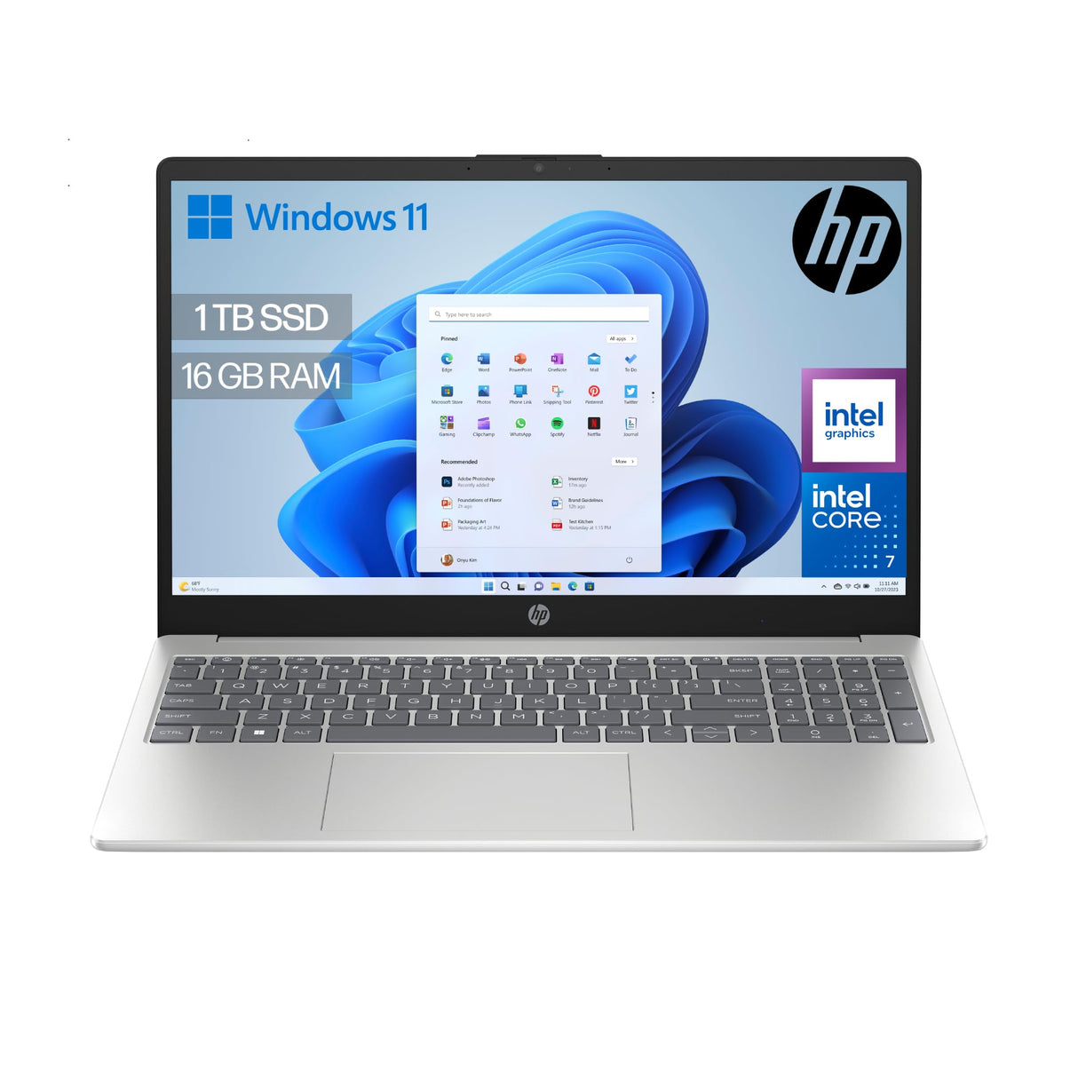 HP 15-fd0405ns - Ordenador portátil de 15.6" FHD (Intel Core 7 150U, 16GB RAM, 1TB SSD, Intel Graphics, Windows 11) Silver - Teclado QWERTY Español