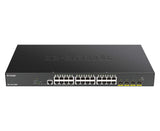 D-Link DGS-1250-28XMP - Switch 28 puertos PoE Gigabit Gestionable con UpLink a 10Gbps, Layer 2 y Layer 3 Lite (24x 10/100/1000BASE-T PoE, 4x 10G uplink SFP+ y 1x consola RJ-45), Negro