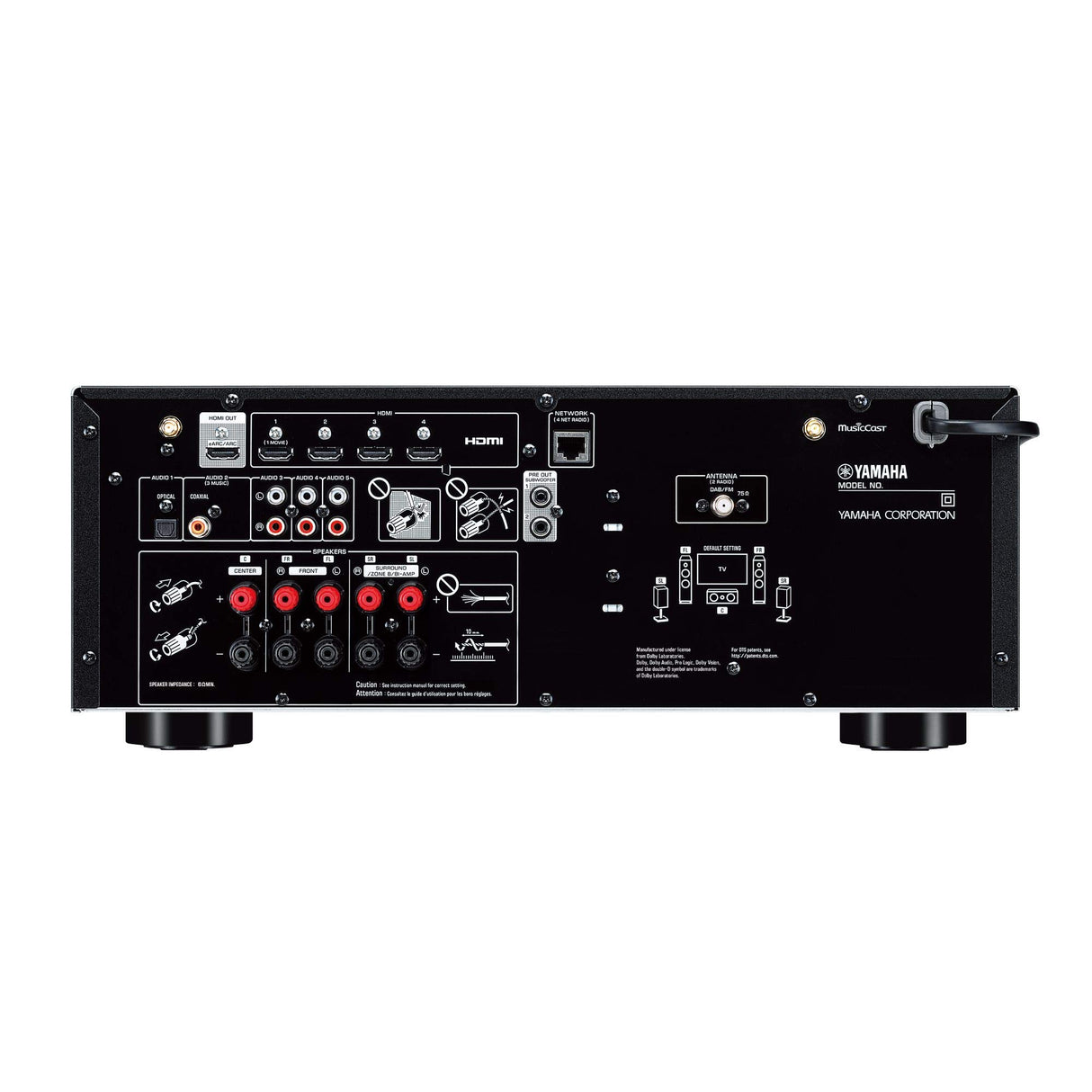Yamaha RX-V4A - Receptor de Red con Sonido Surround MusicCast, Funciones específicas para Juegos y Sistemas de Control de Voz, Talento Completo con 5.2 Canales