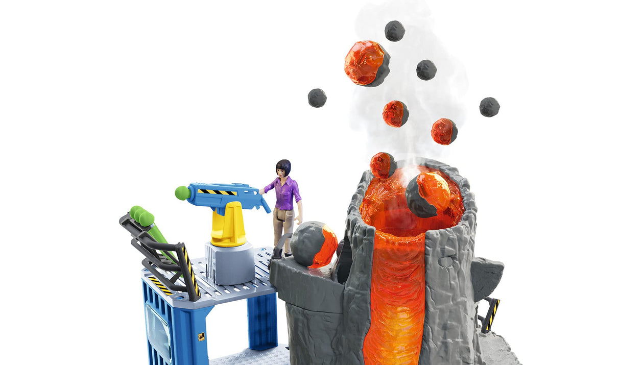 Schleich Dinosaurs 42564 — Set Campamento Base de Expedición con Dinosaurios de Juguetes — Incluye Volcán en Erupción LED, Exploradores y 2 Figuras de Dinosaurios — Juguetes para Niños 5 Años o Más