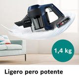 Bosch Unlimited Serie 6 BBS611PCK - Aspirador escoba sin cable, hasta 30 minutos de duración, 18 V, incluye 1 Batería Extraíble (Power for ALL), color azul