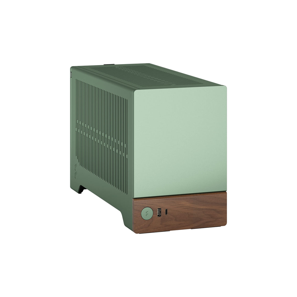 Fractal Design Terra Jade - Wood Walnut Front Panel - Small Form Factor - mITX Gaming Case – PCIe 4.0 Riser Cable – USB Type-C - Anodized Aluminum Panels
