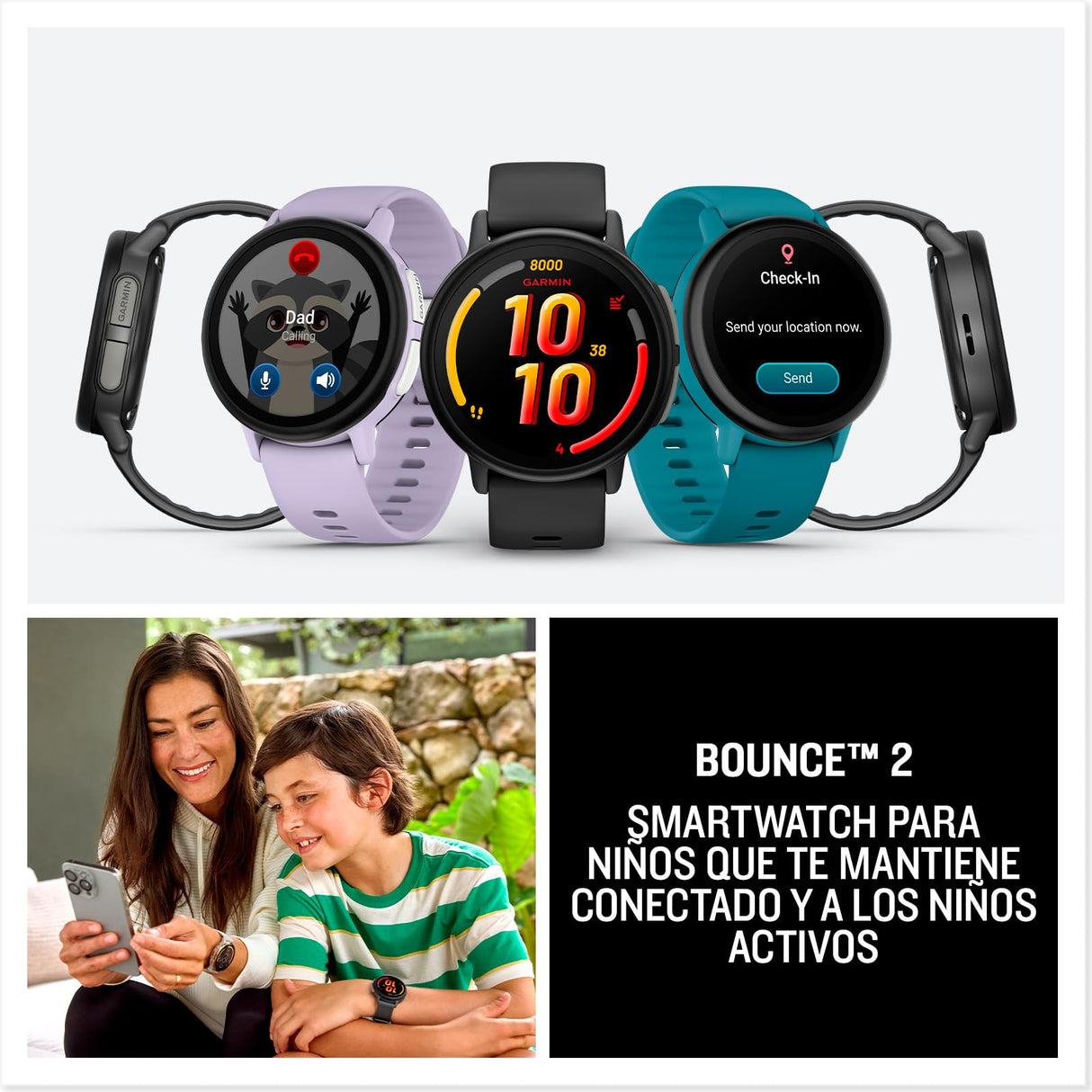 Garmin Bounce 2, Smartwatch y Monitor de Actividad física para niños, Apto para Nadar, Correa Ajustable, hasta 2 días de duración de la batería, Verde