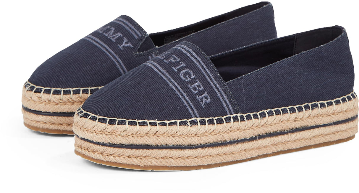 Tommy Hilfiger Alpargatas Mujer Denim Platform con Plataforma, Azul (Space Blue), 39