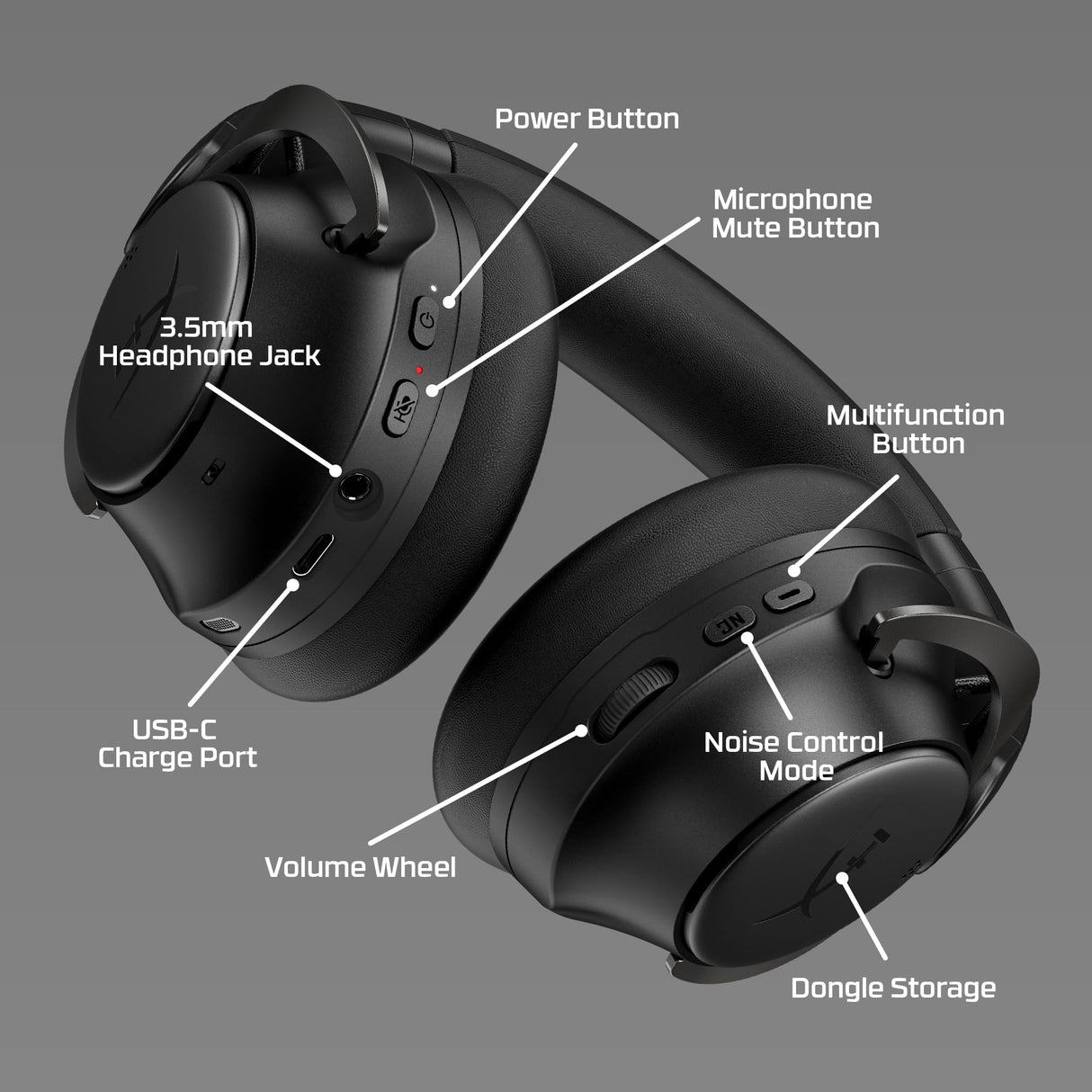 HyperX Cloud Mix 2 - Auriculares inalámbricos con cancelación de Ruido, Gaming, música, Llamadas, Bluetooth 5.3 o USB-C, batería 110h, Color Negro