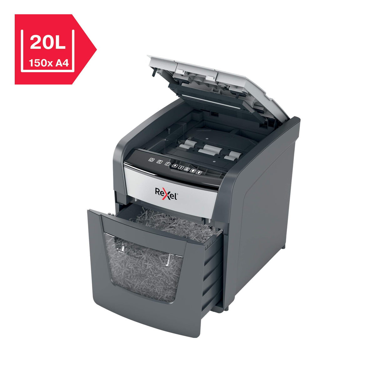 Rexel 2020050XEU - Destructora de Papel Personal/Home Office Optimum AutoFeed 50X, Corte en Partículas, Destruye 50 Hojas, Papelera de 20L, Pensada para Uso Doméstico, Destrucción de Alta Seguridad P4
