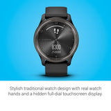 Garmin Vivomove Trend, Elegante Smartwatch Híbrido de 40 mm con Sofisticado Aspecto Analógico, Bisel de Acero Inoxidable y Funciones Inteligentes, Negro