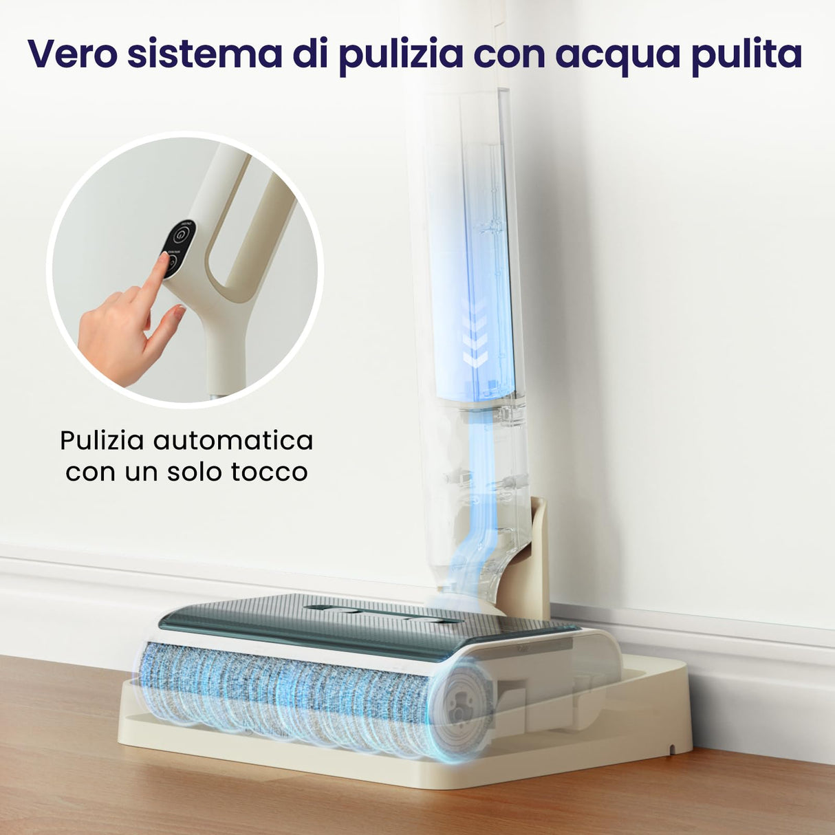LEFANT LS100 Aspiradora Inteligente Sin Cable, Lavadora de Suelos Duros, 2,65 kg de Aspirador Escoba, 170° de inclinación, 60 Min de limpieza continua, Autolimpieza, Limpieza de Bordes, Ahorra Espacio