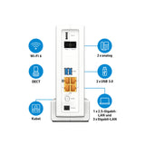 AVM ¡FRITZ! Cable Box 6690 (módem por cable DOCSIS 3.1, Wi-Fi 6 (WLAN AX) 4x4 con 4800 Mbps (5 GHz) + 1200 Mbps (2,4 GHz), 1 puerto LAN de 2,5 Gigabits, USB 3.0, DECT), blanco/rojo