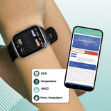 Techmade Smartwatch Tech Feel, ECG de un Solo Trazo, frecuencia cardíaca, oxigenación, Deporte, Monitor de sueño, notificación de Llamada, Compatible con iOS y Android (Black Case and Strap)