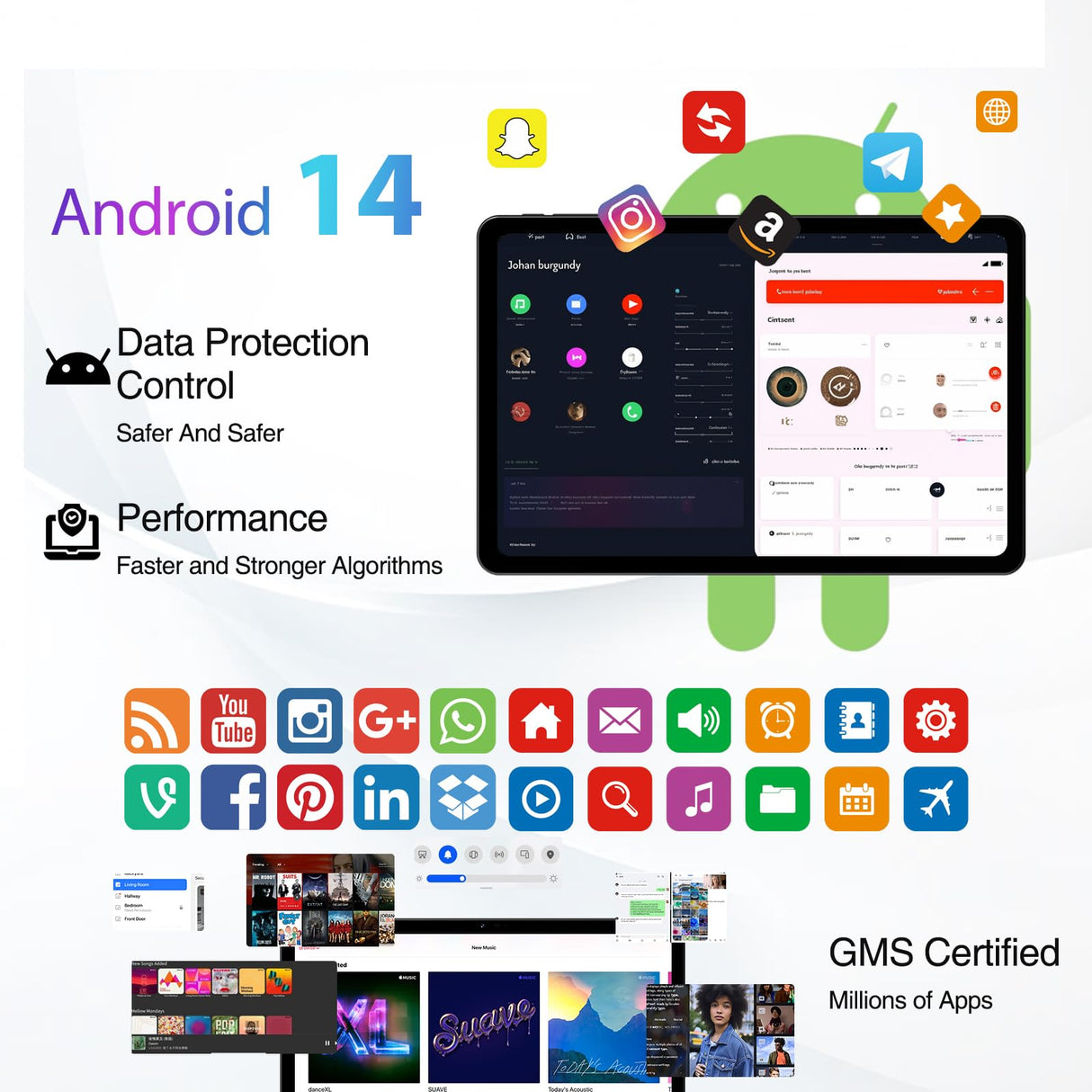 DOOGEE T30S Tableta Android 14, 2.4K 11 Pulgadas, 16GB RAM + 256GB ROM/TF 1TB, 5G WiFi, 13MP+8MP, 8580mAh, Widevine L1 Gaming, Negro