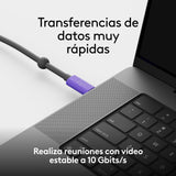 Logitech cable USB activo | Conexión BYOD con un solo cable a MeetUp 2 | Accesorio de videoconferencia para salas pequeñas - Grafito