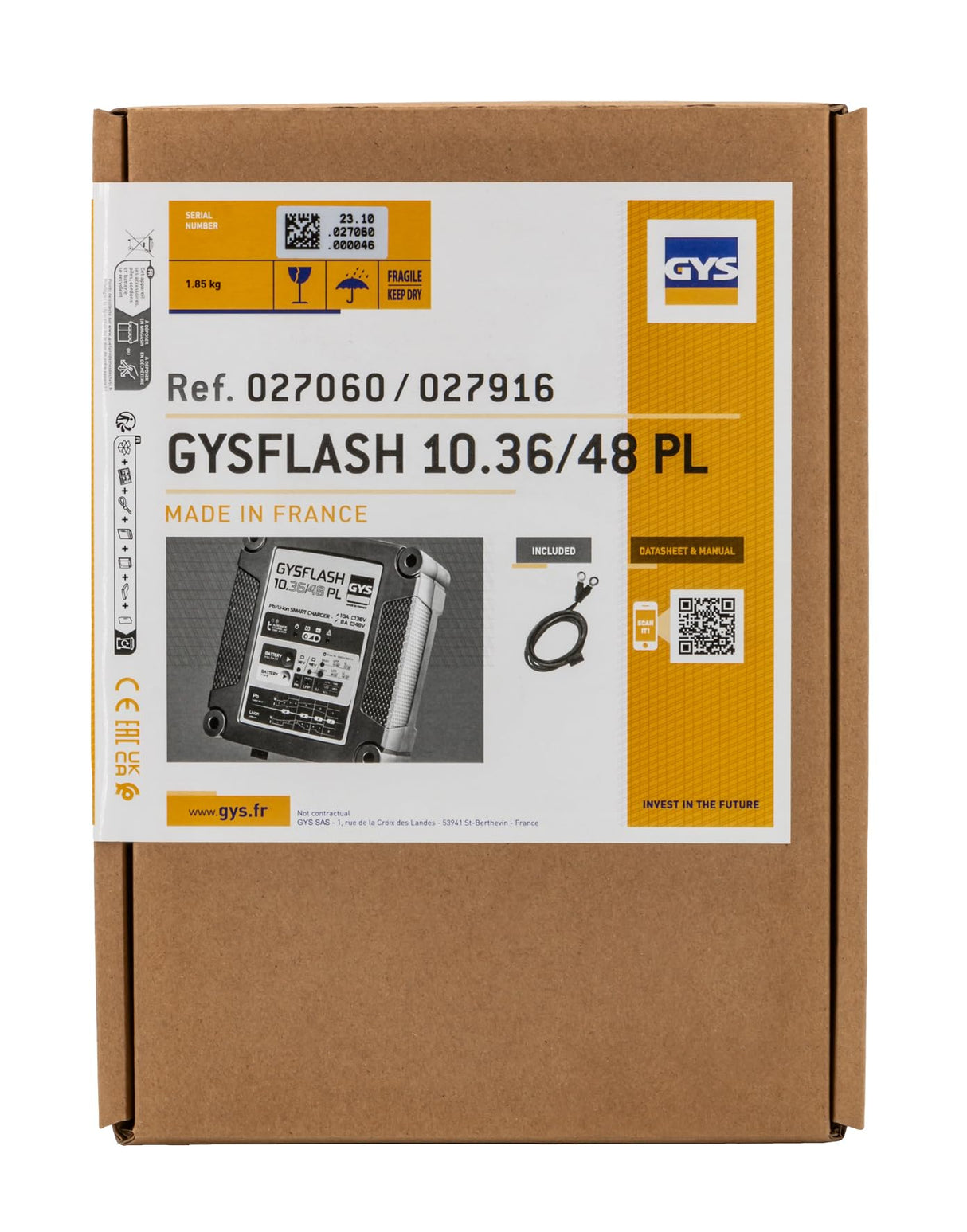 GYS GYSFLASH 10.36/48 PL 027060 - Cargador automático (36 V, 48 V)