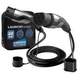 Launch Cable de Carga Tipo 2-22kW 7M 32A para Coche eléctrico, Ideal para EV/PHEV Tipo 2 a Tipo 2, 3 Fases, IP55, con Bolsa de Transporte. Compatible con vehículos T-Mode y E-Golf.
