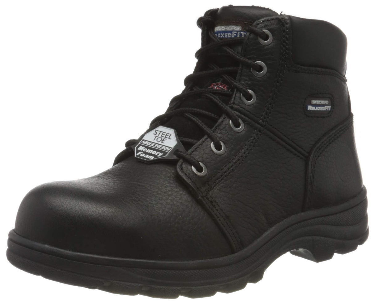 Skechers Workshire, Botas para Hombre, Black Embossed Leather, 43 EU