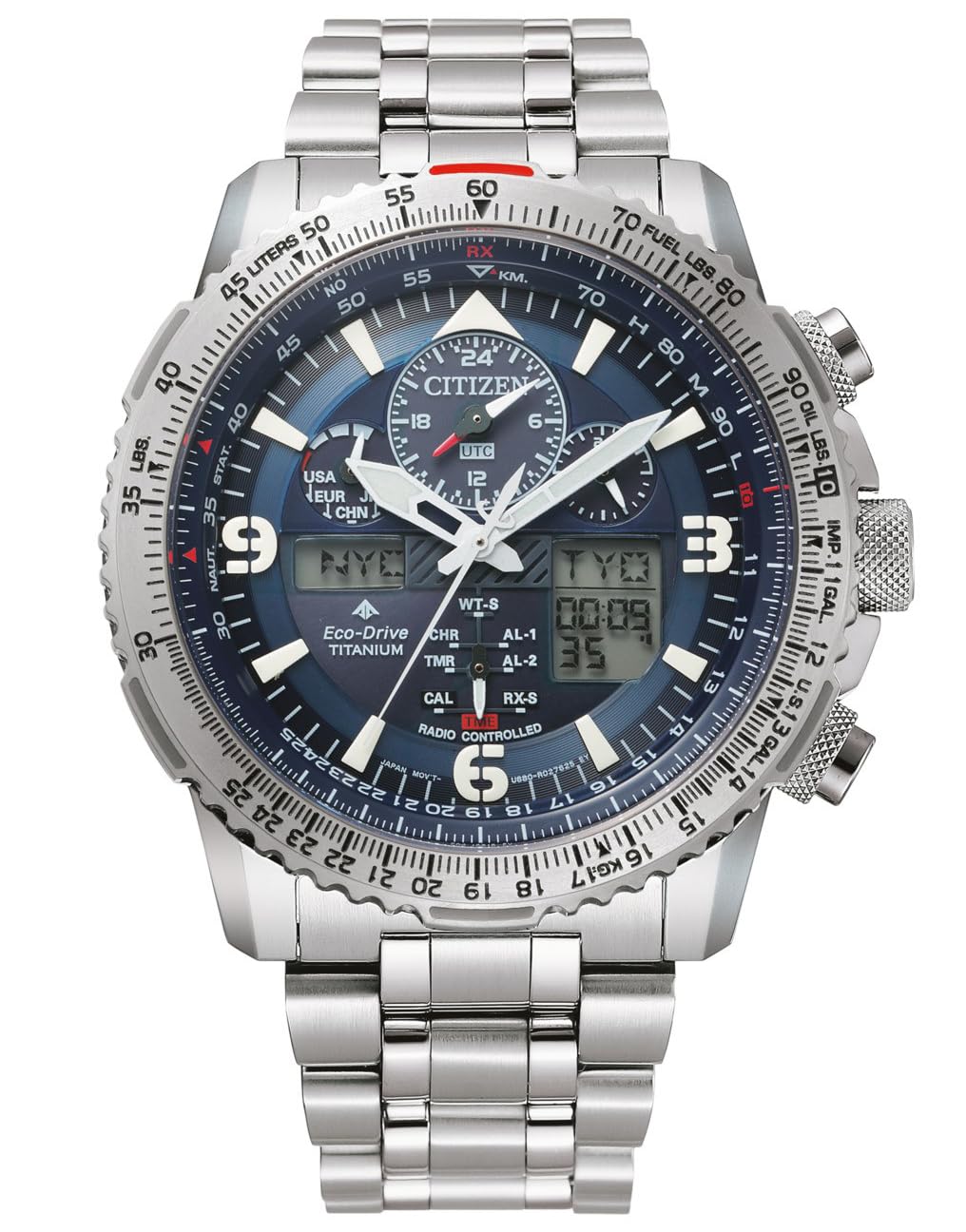 Citizen Reloj Analógico-Digital para Hombres de Cuarzo con Correa en Titanio JY8100-80L