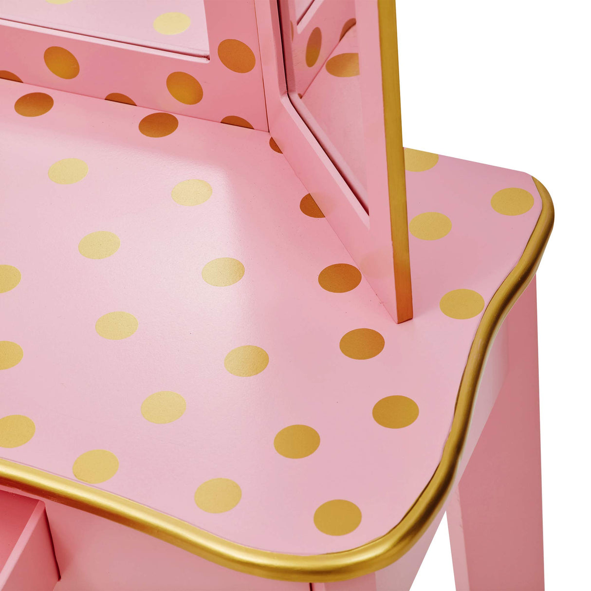 Teamson Kids Mesa de Tocador Rosa de Madera con Espejo y Taburete TD-11670L