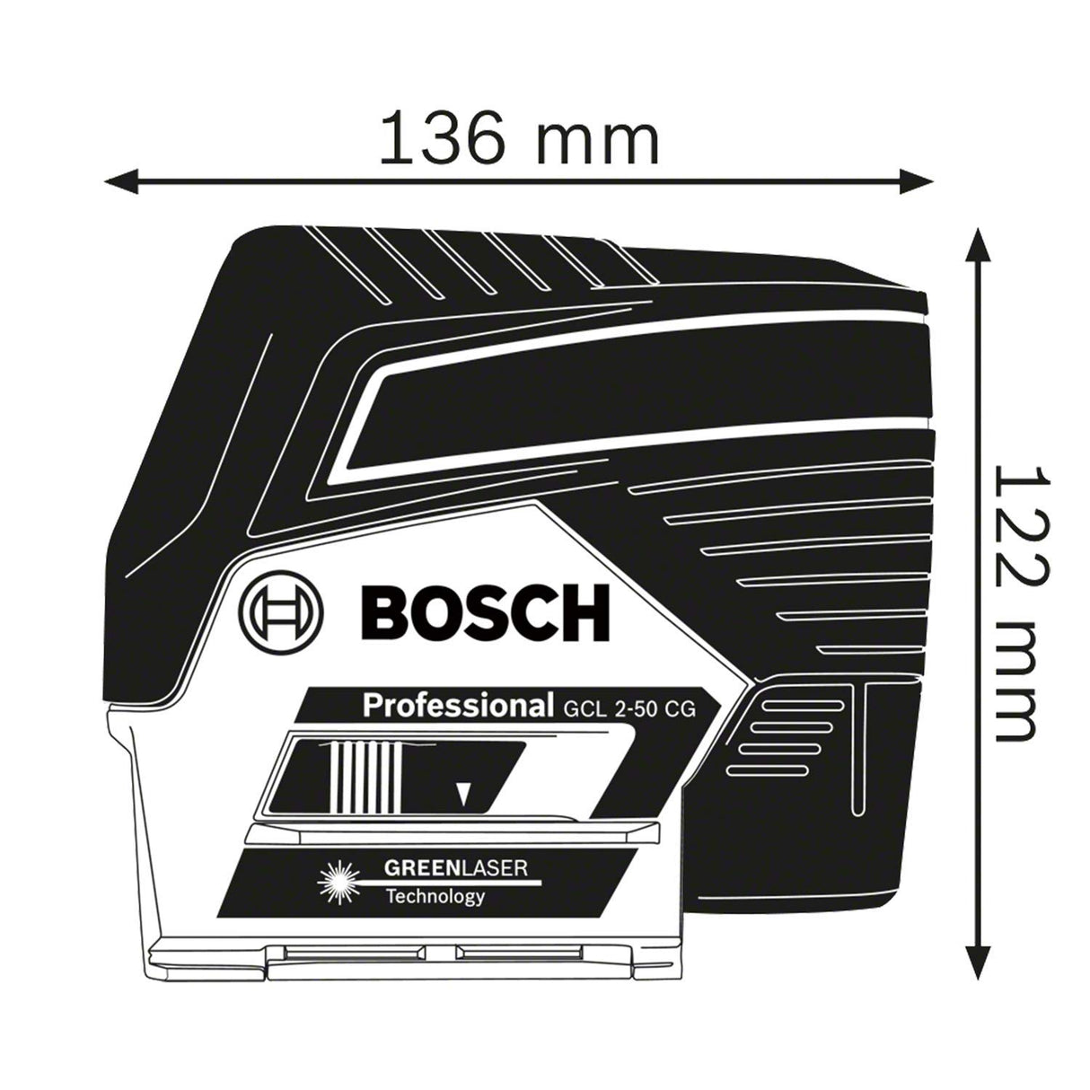 Bosch Professional Sistema 12V Nivel Láser GCL 2-50 CG (1 batería 12V + cargador, láser verde, c/función aplicación, soporte, alcance visible: hasta 20 m, en L-BOXX)