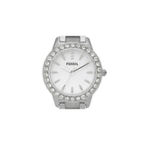 Fossil Jesse Reloj para mujer, movimiento de cuarzo con correa de acero o piel, Tono plateado y purpurina, 34MM