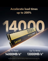 Lexar SSD NVMe PCIe 5.0 Gen5 4TB NM1090 Pro, 14,000 MB/s, diseño de Control térmico avanzado, SSD Interno Compatible con DirectStorage, portátil para Juegos y creación de Contenido