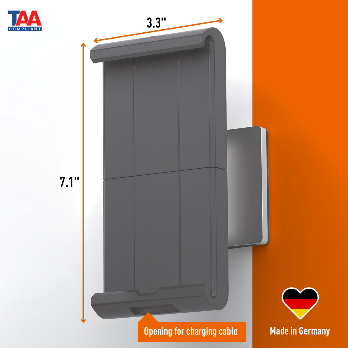 Durable 893323 Soporte de tablet para pared TABLET HOLDER WALL (para tablets de 7-13 pulgadas, giratorio 360° con dispositivo antirrobo) plata/antracita