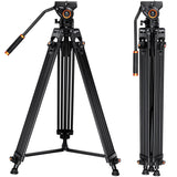 K&F CONCEPT Trípode de Video,184cm con 360° Cabezal Fluido, Trípode Profesional de Aluminio con Placa de Liberación Rápida para DSLR,Videocámara,Cámaras, Carga Máxima 8KG