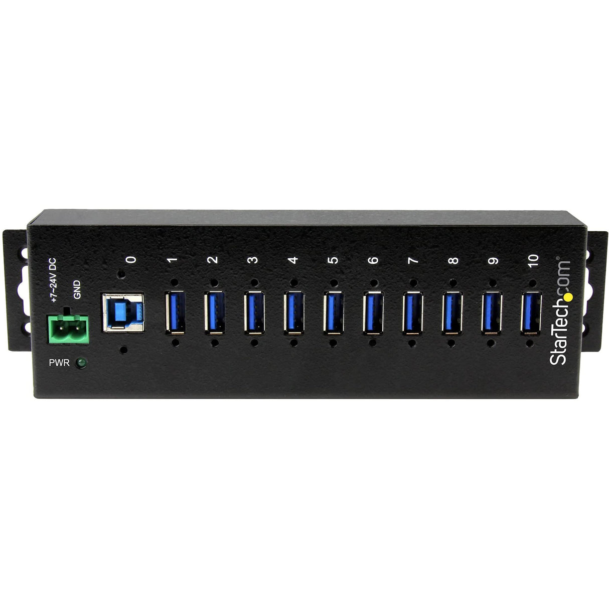 StarTech.com Hub Industrial de 10 Puertos USB 3.0 - Ladrón Concentrador USB-A con Protección Antiestática ESD y Protección de Picos - de Montaje en Carril DIN Pared o Escritorio - Hub TAA (ST1030USBM)