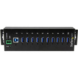 StarTech.com Hub Industrial de 10 Puertos USB 3.0 - Ladrón Concentrador USB-A con Protección Antiestática ESD y Protección de Picos - de Montaje en Carril DIN Pared o Escritorio - Hub TAA (ST1030USBM)
