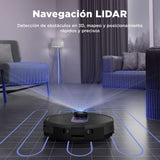 Obode A8+ Robot Aspirador y Fregasuelos con Vaciado Automático de Polvo,3D Obstacle Avoidance Navegación LiDAR,Aspirador Robot 4000Pa,180min Batería,para Pelo de Mascotas y Suelos Duro,WiFi/App/Alexa