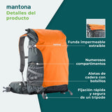Mochila para cámara Mantona ElementsPro 50 Outdoor. Gris/Naranja