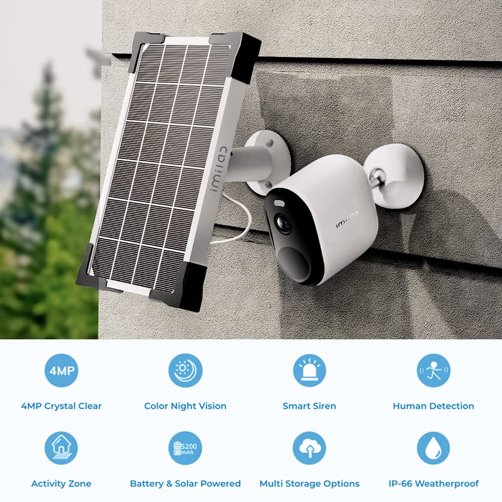 IMILAB Cámara Exterior inalámbrica Solar Color visión, PTZ cámara vigilancia 2.5 K con batería integrada, AI/PIR detección Humana, Audio bidireccional, Alexa/IP66, Panel Solar no Incluido