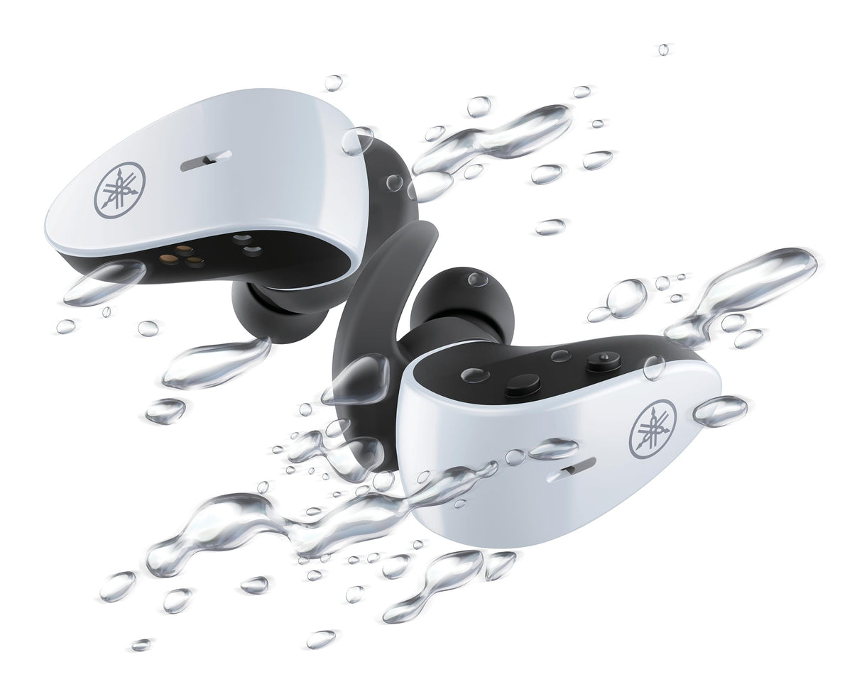 Yamaha TW-ES5A Auriculares In-Ear Deportivos True Wireless Bluetooth con Listening Care, Micrófono con Diseño Avanzado, Resistente al Agua y al Sudor IPX7 - Blanco