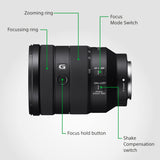 Sony Lente zoom de color negro constante SEL24105G de marco completo con montura en E de 24-105 mm F4
