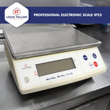 LOUIS TELLIER - Balanza Electrónica Profesional - 12kg - IP53 - Precisión 1 g - Bandeja Extraíble de Acero Inoxidable - Cocina - Panadería - 29,8 x 23,6 cm