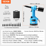 VEVOR Remachadora Neumática con Fuerza de Tracción de 20,2 KN, Alta Resistencia para Herramientas Mecánicas, Construcción, Mejoras en el Hogar, con 13 Piezas de Punta de Tamaño, 250 x 115 x 280 mm